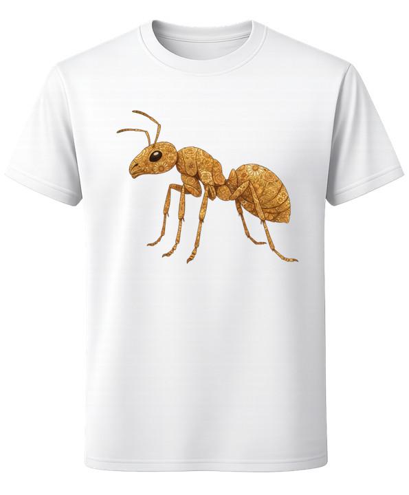 Floral Ant Illustration Design T-Shirt Insect Nature Art Unisex Tee 2XL