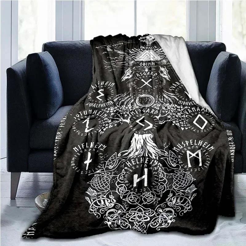 

Ancient Scandinavian Norse Rune Axe Soft Blanket Lightweight Flannel Throw Blanket for Teen Adult Suitable for Family Hotel# 75X95CM