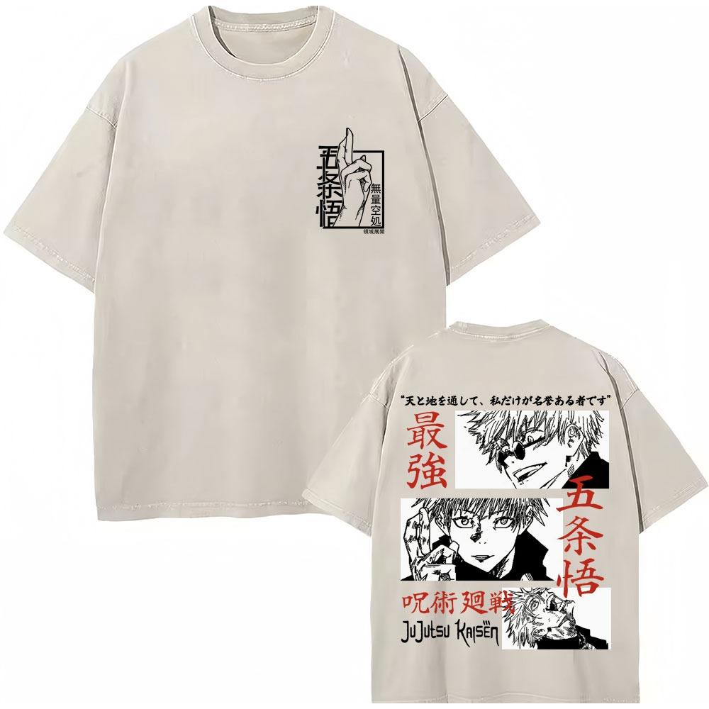 Gewaschenes Anime Jujutsu Kaisen Harajuku Yuta Okkotsu T-Shirts Herren Damen Mode Rundhals Lässiges T-Shirt Lockere Baumwoll-T-Shirts