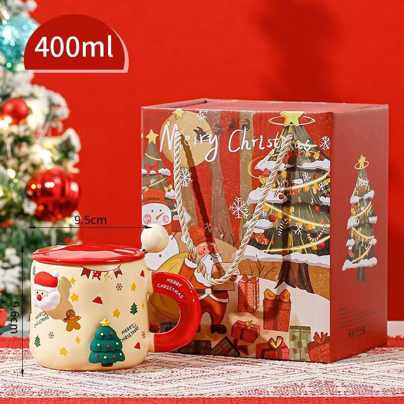Magnetic Christmas mug high value cute ceramic cup couple with lid spoon office coffee cup couple water