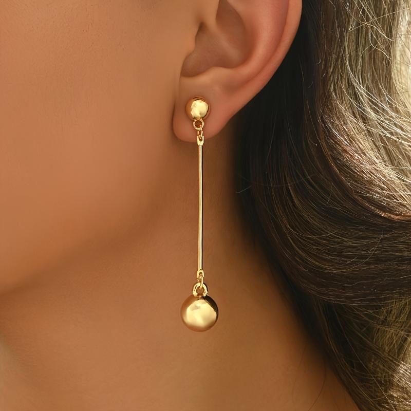 Europäische und Amerikanische Runde Perlen Quaste Anhänger Ohrringe, Damen Tägliche Minimalistische Design Accessoires Schmuck