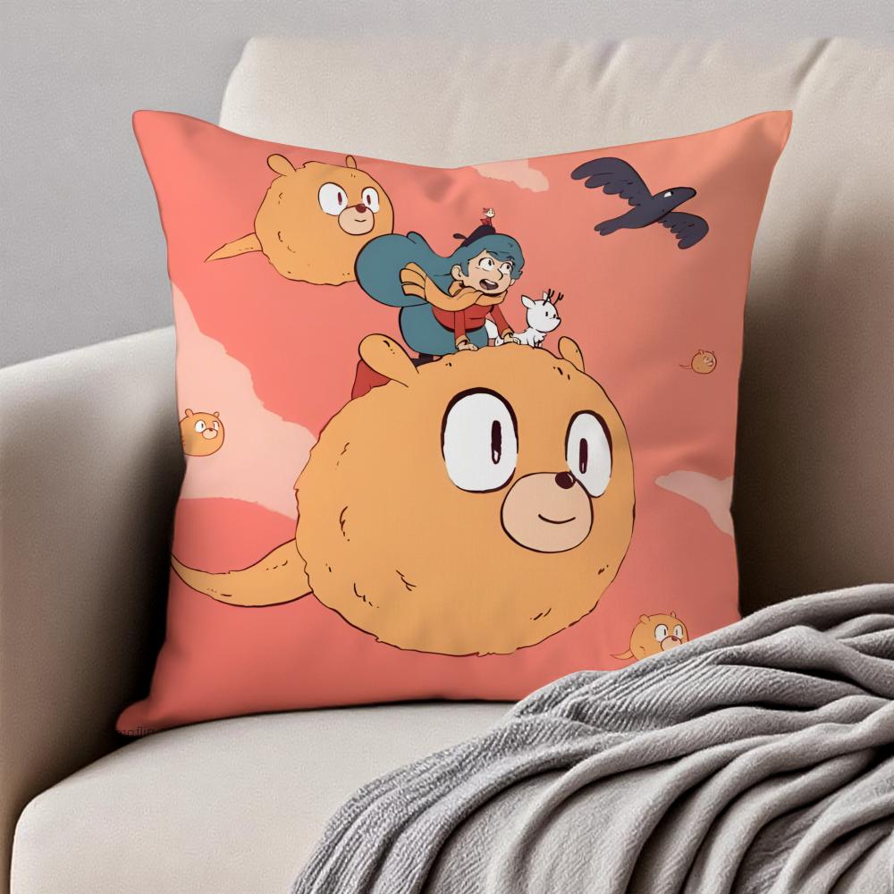 Warm Cute Cartoon H-Hilda Cushion Cover Pillowcase Anti-dustmite Invisible Zipper Short Plush Sofa Cushion