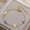 Dawapara Star of David and Chai Bracelet Hand Chain Jewish Hexagram Good Luck Judaica Jewelry Stainless Steel Jewelry