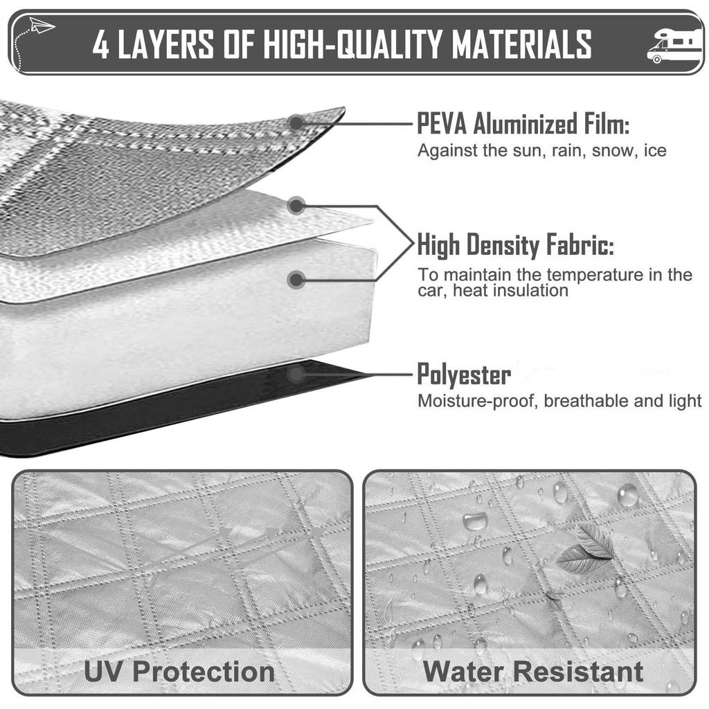 Ford E450 Motorhome Windshield and Side Window Sunshade Shield