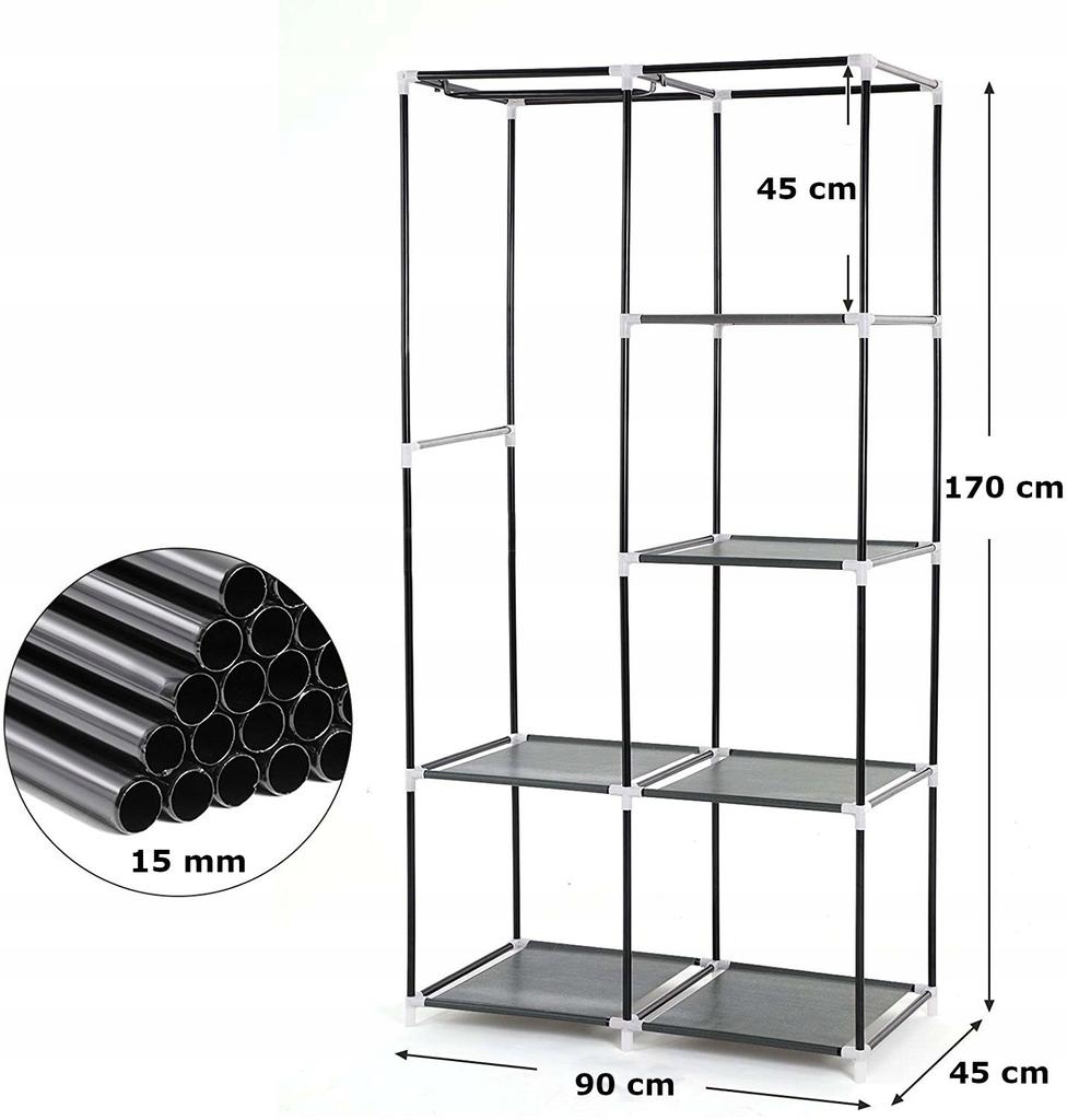 Wardrobe, Fabric, Wardrobe, Textile, Foldable for Clothes, 6 Shelves
