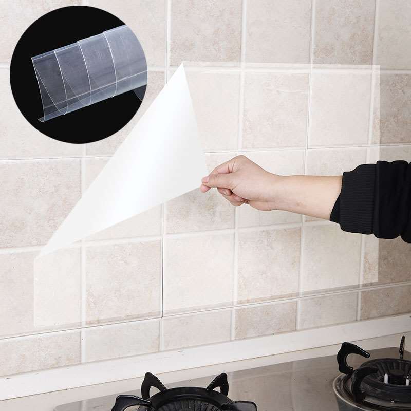 45x70cm Kitchen Oil Proof Wall Sticker Heat-resistant Wallpaper Clear Self Adhesive Film Waterproof Paper Tile Wall Decals