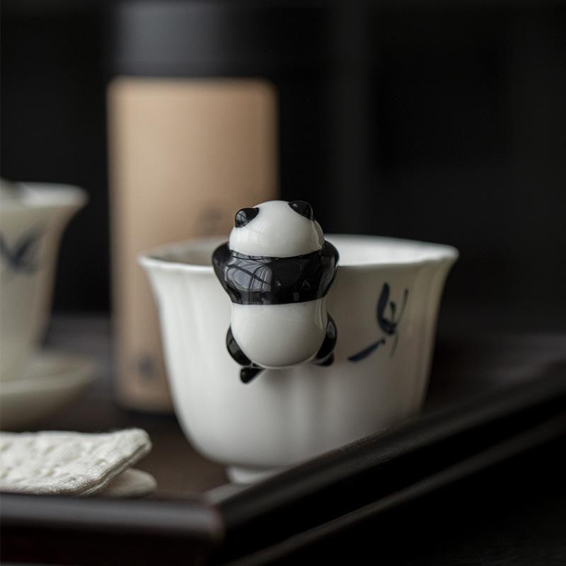 Cute Panda Tea Pets Hanging Tea Pet Retro Figurine Tea Statue Chinese Kung Fu Teaware Ornaments Teaset Accessories Gifts