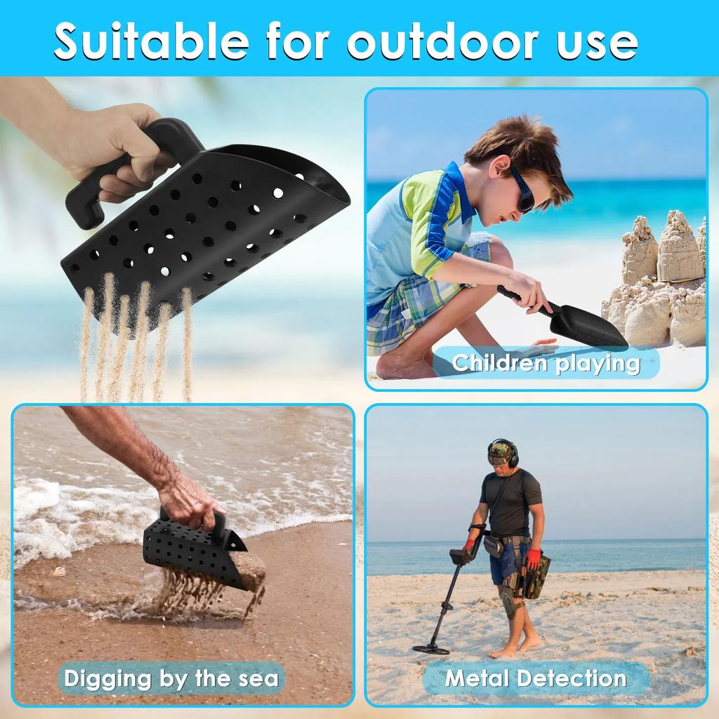 ABS-Kunststoff Metalldetektor Schaufel Rostbeständig Kompakt Detektionssieb Vielseitig Manuell Sand Schaufel für Outdoor Strand