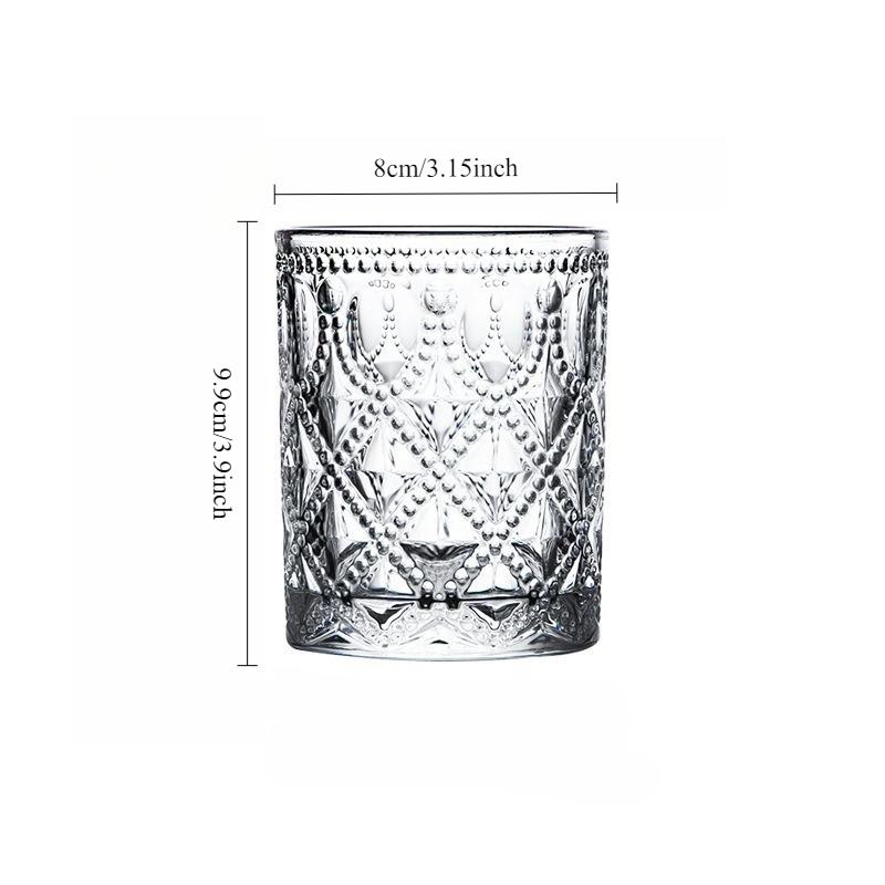 360ml/380ml Mojito Cocktail Mugs Transparent Juice Cold Drink Mugs Nordic Style Retro Relief Glass Cup Vintage Relief Wine Glass 1pcs