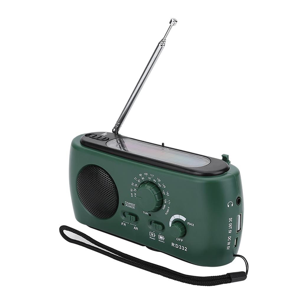 Solar Hand Crank AM FM Radio with LED Flashlight Emergency Phone Charger