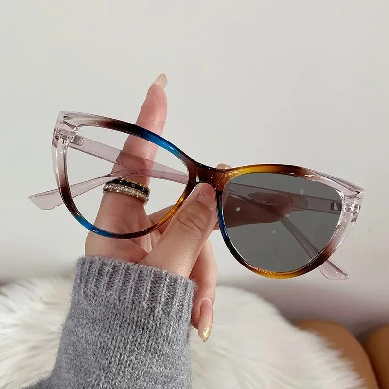 Fashion Retro Pochromic Glasses Vintage Cat Eye Women Men Color Change Eyeglasses Frame Chameleon Eyewear UV400 Sun Glasses