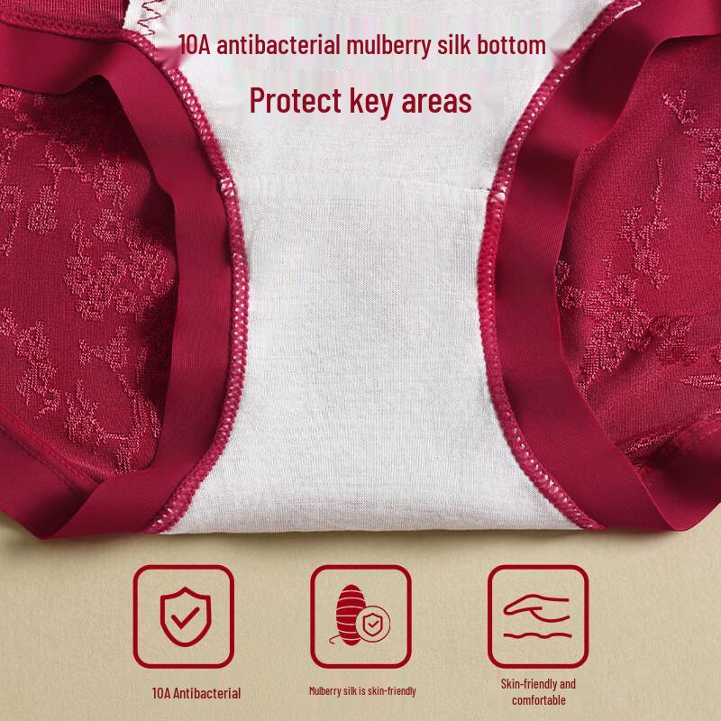 Tingmei Women's Red Embossed High-Waist Tummy Control Briefs