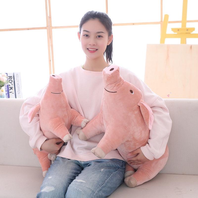 Lovely Beach Pig Shaped Plush Toy With Cotton Filling In Four Sizes For Gift And Collectibles