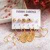 6pairs/set Women Stylish Leaf Pearl Tassel Earrings Set