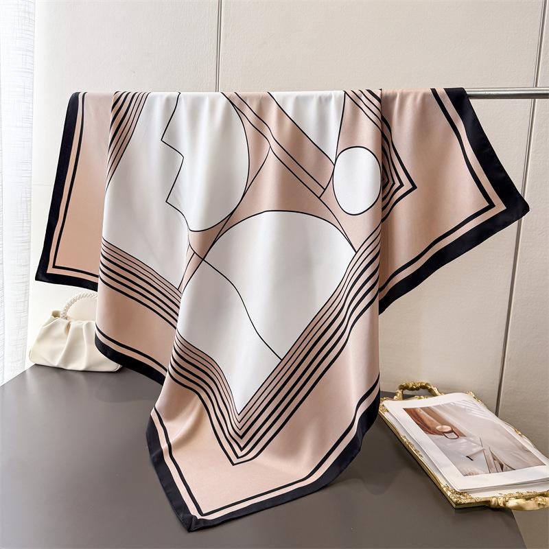 

Twill Silk Women Scarf Square Foulard Lady s Neck Hair Scarves Luxury Design Stripe Printed Head Kerchief Fashion Girl Scarfs 90x90 cm
