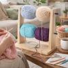 Double Layer Wooden Yarn Holder Manual Vertical Rotating Wool Storage Rack Detachable Frame Handmade Yarn Ball Stand Hand-woven
