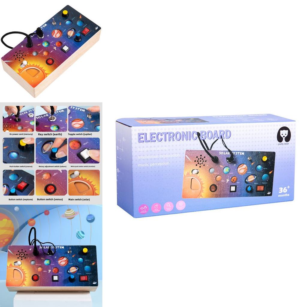 Wooden Solar System Busy Light Circuit Board Educational Toy For Early Learning