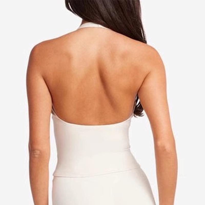 

Women s Quick-Dry V-Neck Crossover Halter Yoga Top with Bra Pads Large