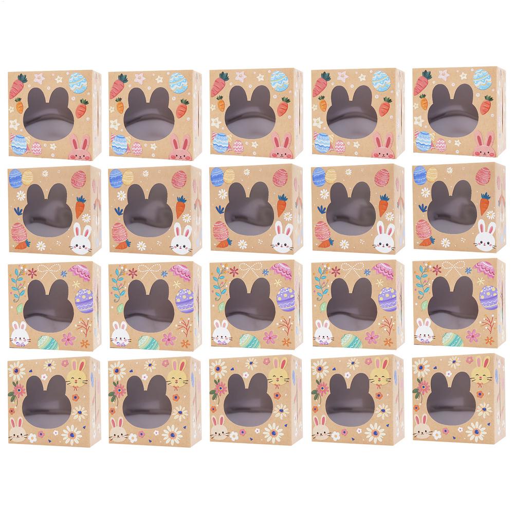 

24pcs Easter Boxes Clear Bunny Head Window Case Easter Containers For Cake Cookie Treat Snack Toy Craft DIY Project Wedding 24pcs