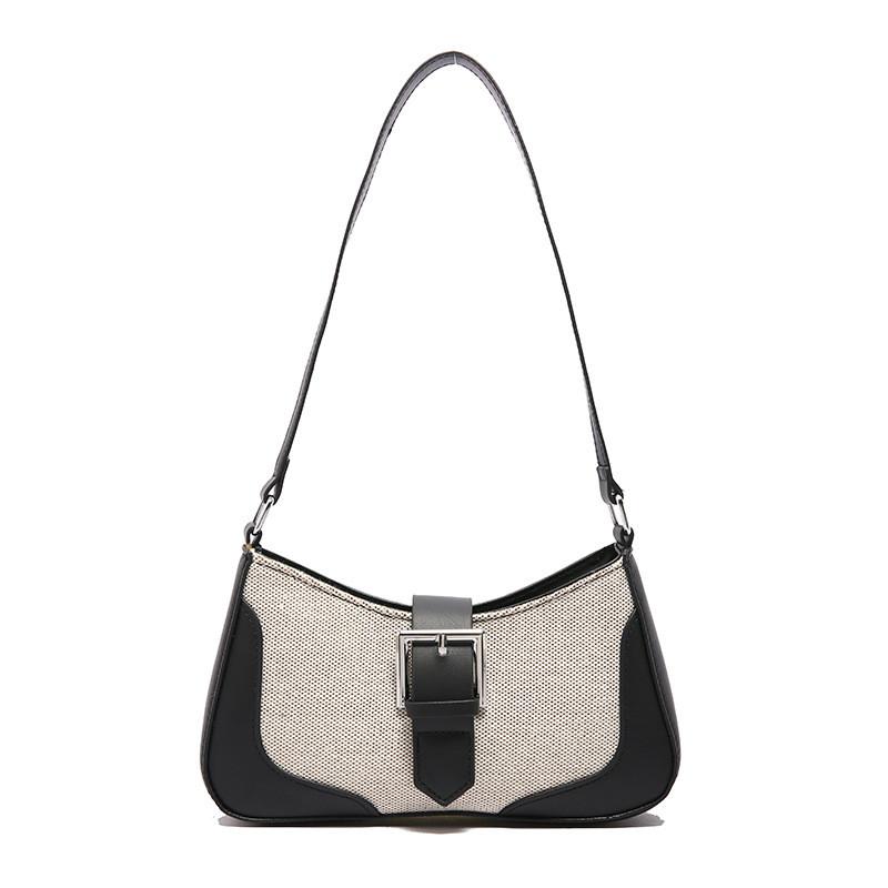 Vintage Contrasting Color Underarm Purse With Large Capacity For Winter Wear