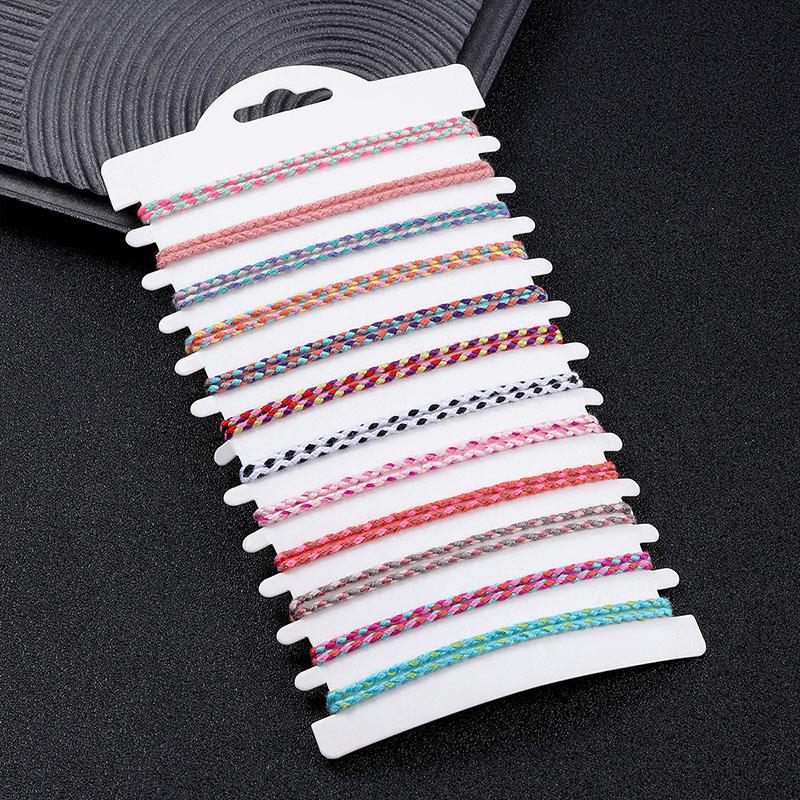 12 Stück/Set Bunte Baumwollschnur handgewebtes wasserdichtes Schnurarmband Sommer Surf Strand verstellbare böhmische Schnur