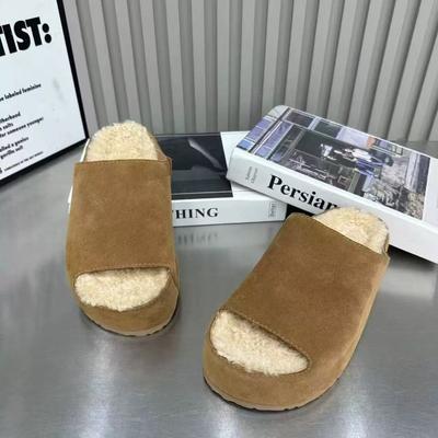 Ballerine Pantofole Donna Camoscio Pelliccia Scarpe con Zeppa Tendenza 2025 Nuove Infradito Slingback Inverno Donna Ciabatte Casual Zapatillas