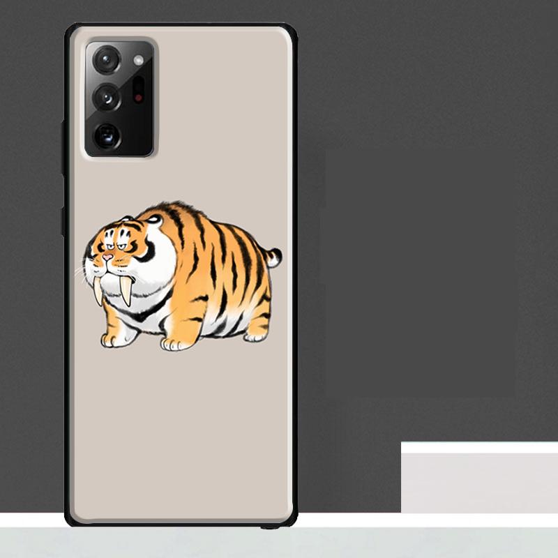 Fat Tiger Cartoon Funny Case For Samsung Galaxy S24 Ultra S23 S22 S21 S25 Ultra S9 S10 S20 Plus S25 FE Phone Cover