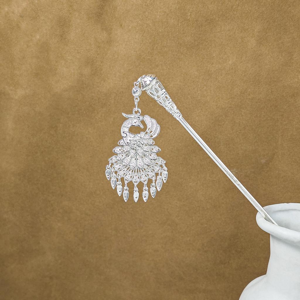 Ethnischer Stil Imitation Miao Silber Bunt Tropföl Pfau Haarnadel Retro Touristenattraktionen Schmetterling Blumen Stufen-Schüttler Haarnadel Damen