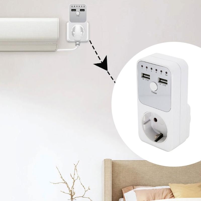 3680W Intelligent Programmable Countdown Timer Socket Double USB Port Electronic Timer Switches For Home Electronics