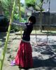 Loaegsyueol Dot Chiffon Flare Skirt_Red