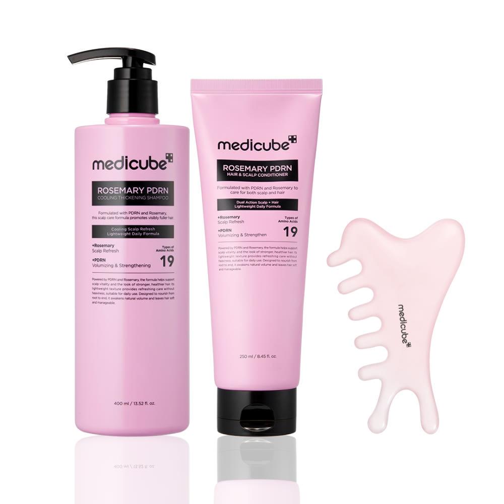 Medicube Rosemary PDRN Scalp  Hair Strengthening 2-Piece Set, Clarifying Shampoo 400ml + Conditioner 250ml + Scalp Gua Sha