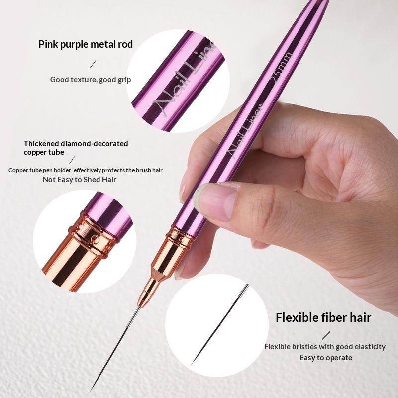 1 Pcs Nail Art Liner Brushes Elongated Lines Striping Drawing Uv Gel Painting Nail Design Pen Professional Manicure Tool