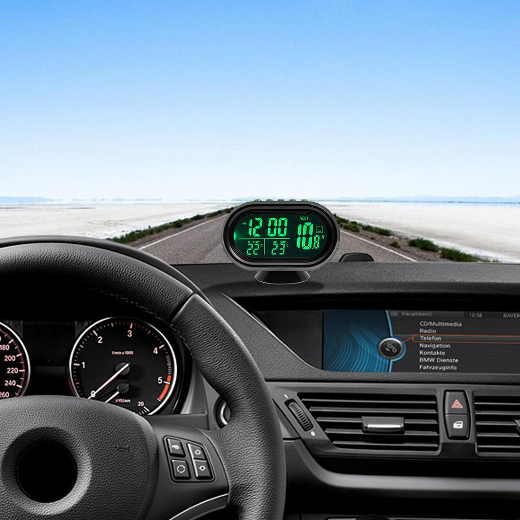 4 IN 1 Digital Voltmeter 12V 24V Multi-function Car Temperature Clock Auto Thermometer Electronic Clock Car Night Light Clock