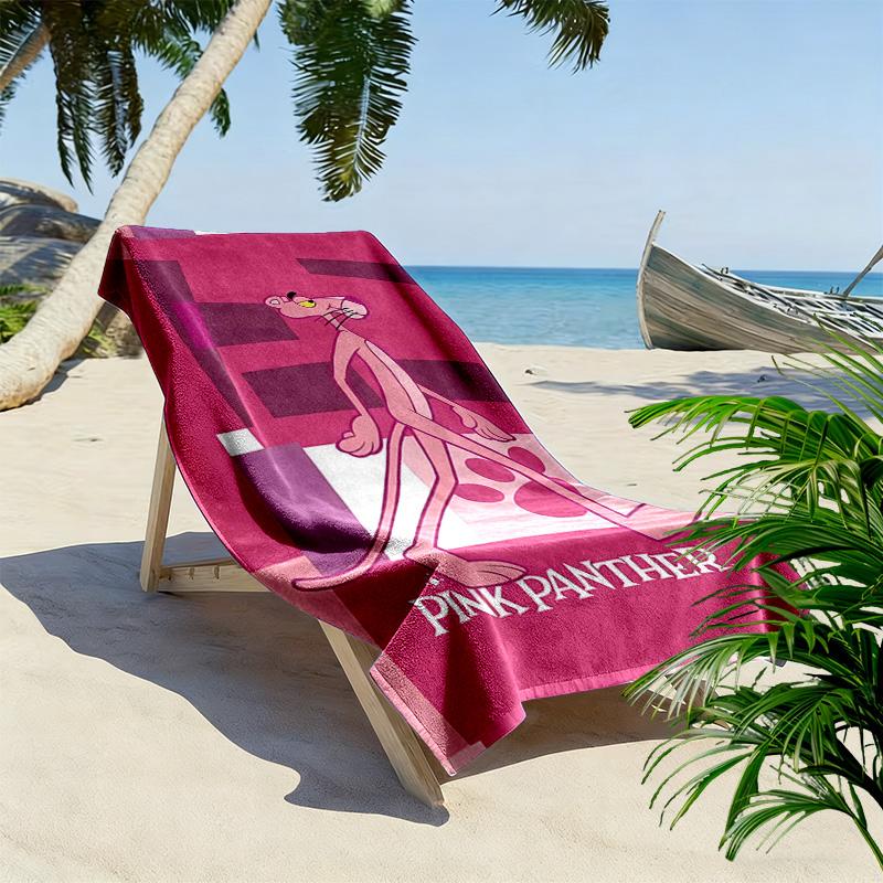 Pink Panther Print Strandtuch, Großes Weiches Schnelltrocknendes Handtuch für Strand Camping Schwimmen