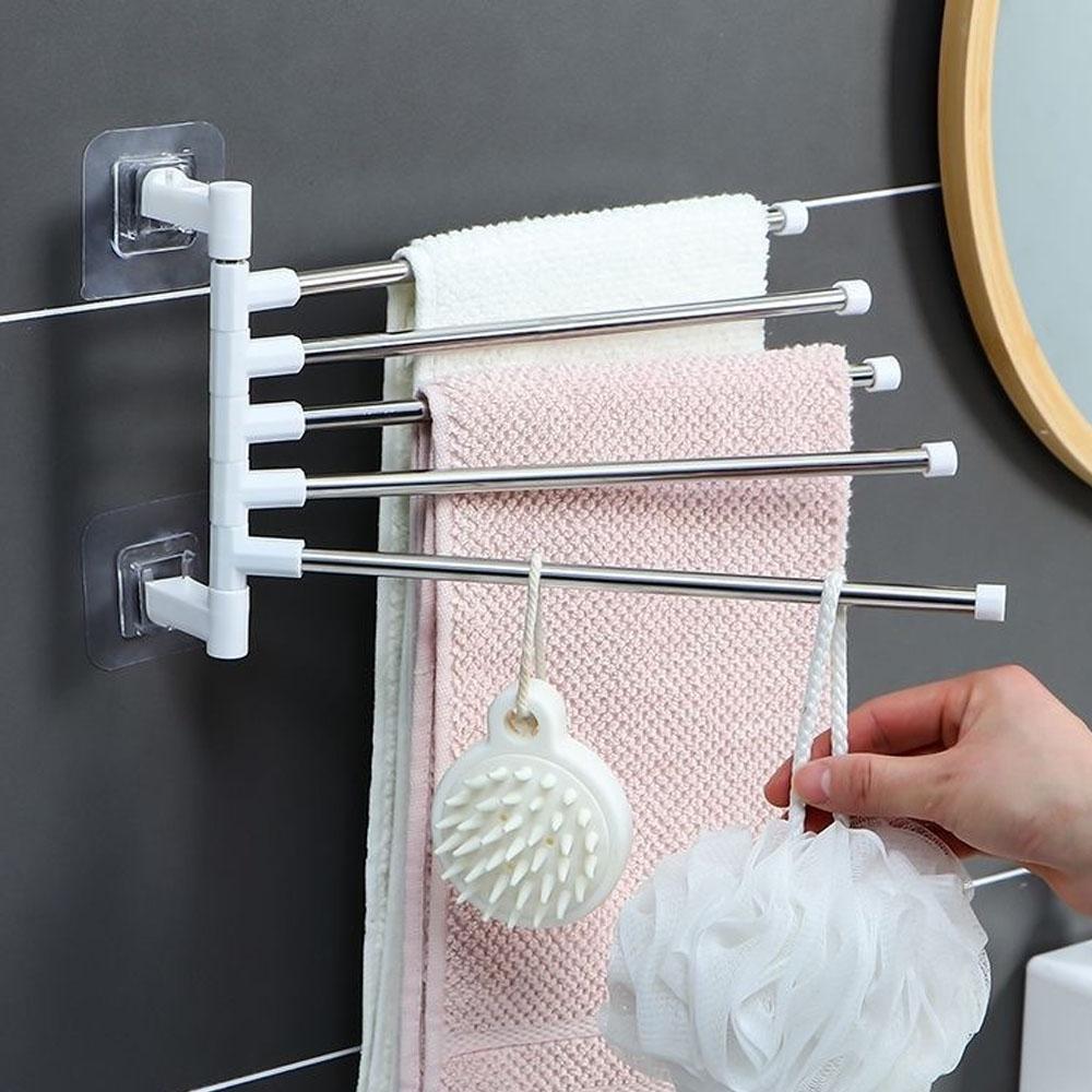 Towel Rack, Towel Rod, Space-Saving Wall-Mounted Rack, Anti-Swing Hook, Suitable for Bathroom and Kitchen