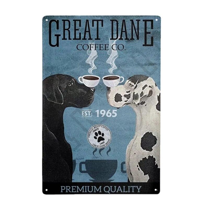 Funny Great Dane Metal Vintage Tin Sign Poster Cafe Bar Living Room Coffee Bar Club Kithchen Bathroom Kitchen Home Decor Gift