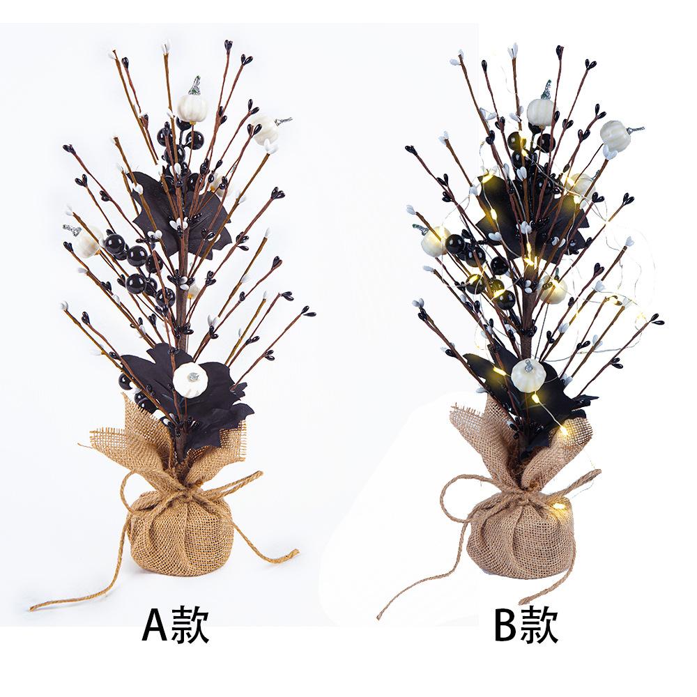 Simulated Halloween Tree Black Spider Crow Berry Festive Decoration Ornament