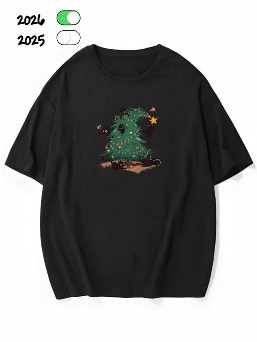 Oversized T-shirt with a New Year’s print XL