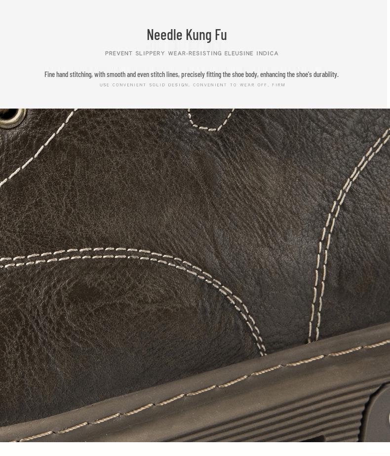 Men's Plus Size High-Top Chelsea Martin Boots - Lace-up Leather Work Boots for Outdoors and Casual Wear.