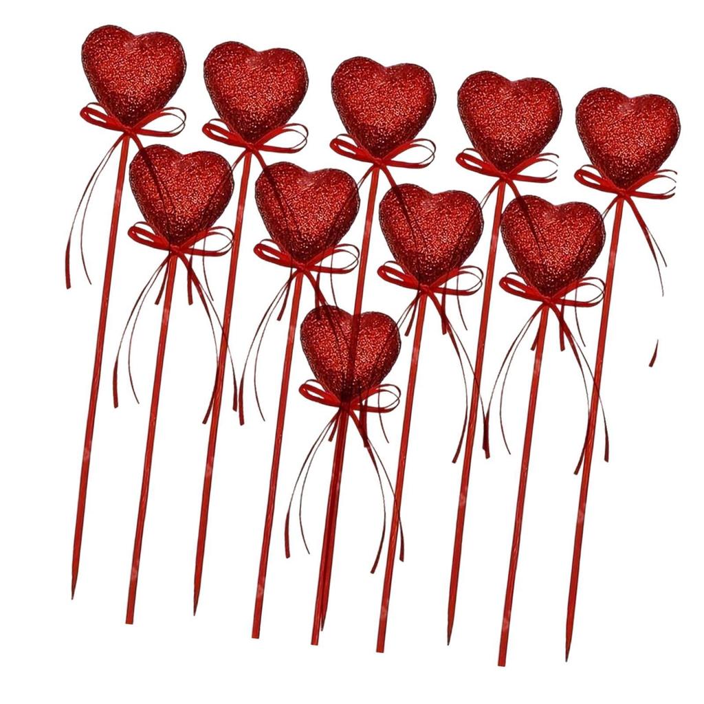 10x Cupcake Toppers Celebration Party Supplies Spring Activities DIY Red Crafts Heart Picks Cupcake Picks for Valentines Day