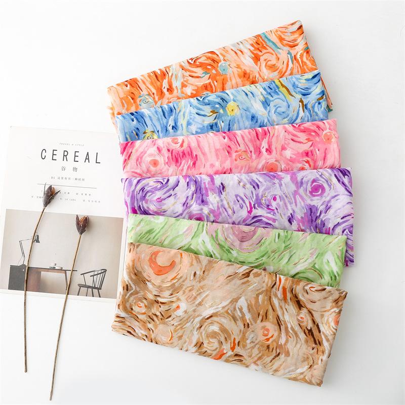 180*88cm Lightweight Scarves for Women Starry Sky Pattern Scarf Shawls Sunscreen Head Shawls Cotton Feeling  Scarves and Wraps for Summer Shawl