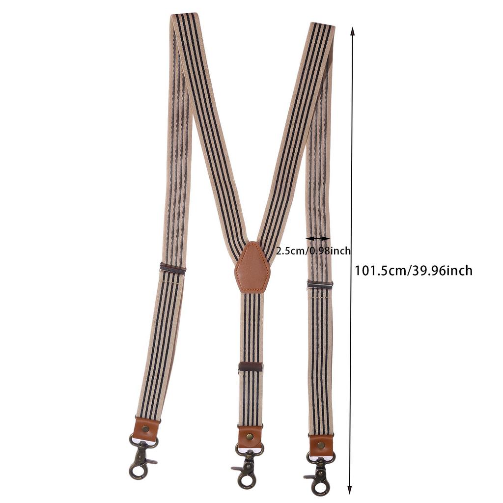Vintage Suspenders for Men Work Heavy Duty Big Tall 3.5cm Wide X-Shape 4 Bronze Snap Hooks Adjustable Elastic Trouser Braces