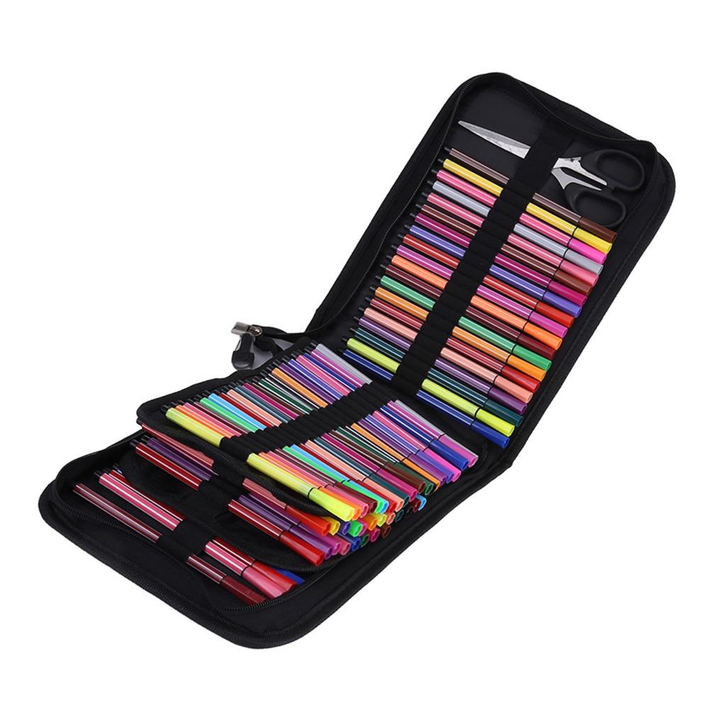 72/120 Slots Pencil Case Black Art Pencil Case Durable Pencil Case Organizer  Drawing