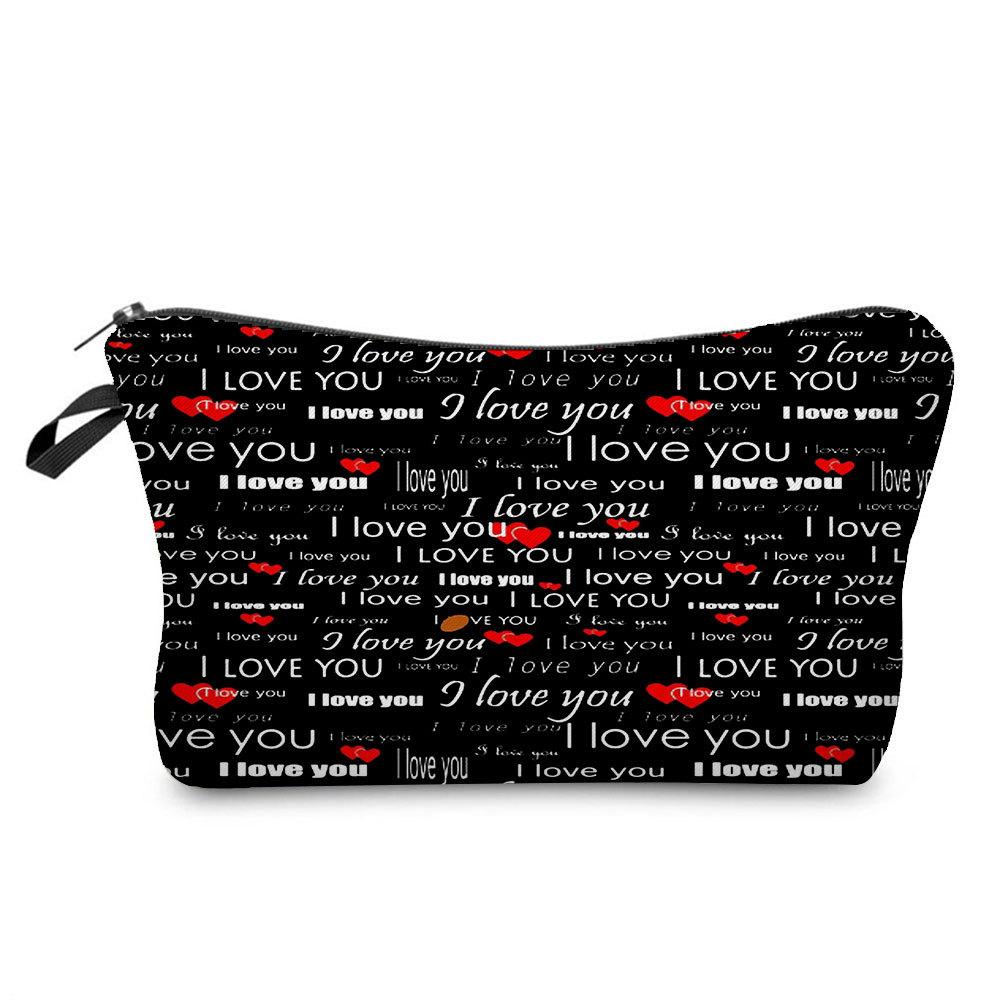 Women Hearts Print Cosmetic Bag Toiletries Organize Travel Storage Case KTB