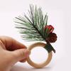 6pcs with Red Berries Christmas Pine Needle Napkin Ring Wooden Napkin Buckle  Restaurant