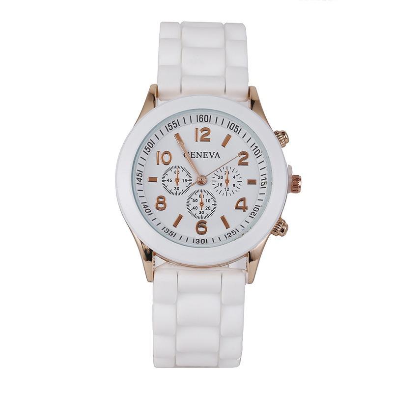 Spot GENEVA Silicone Watch Colored Jelly Student Leisure Watch Three Eyes No Diamond Geneva Watch
