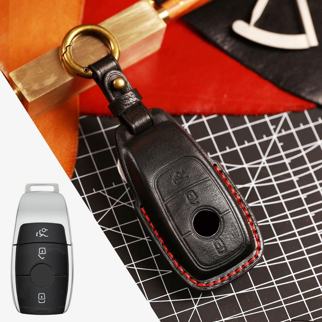 Leather Car Remote Key Cover Case Holder Shell Protector Fob For Mercedes Benz A B C E S Class S400L CLA CLS GLC GLE GLS EQE EQS