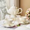 Ceramic Relief Teapot Afternoon Tea Cup Dish Set Household Dessert Plate Snack Plate High Leg Cake Plate Tea Set Household Goods