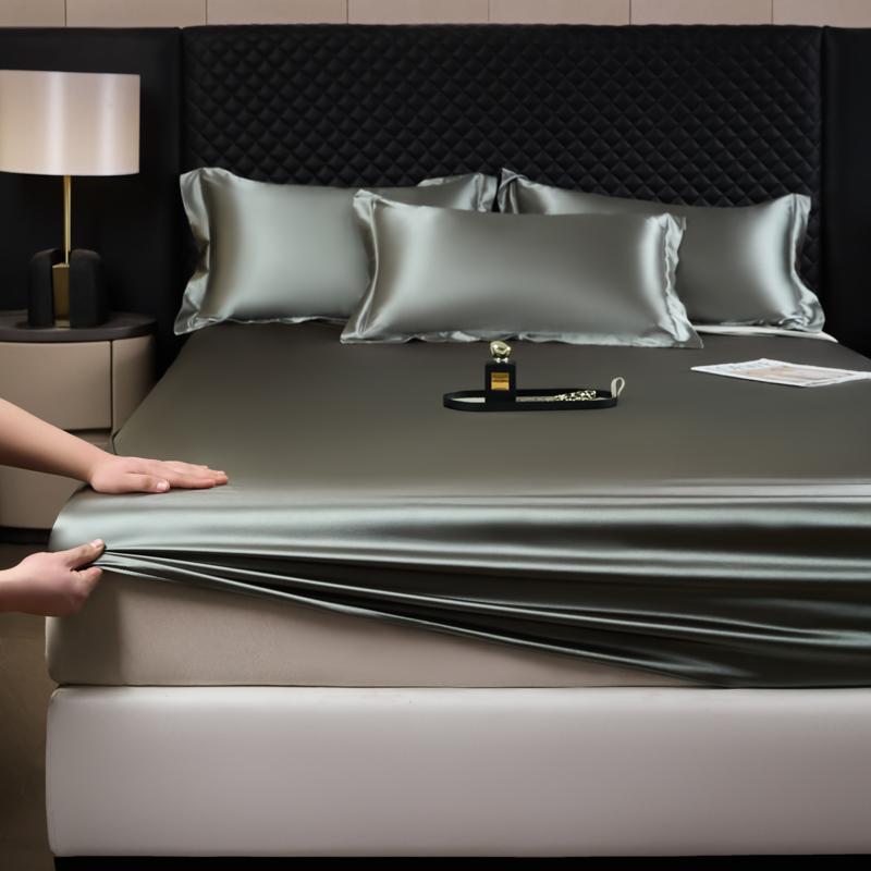 Einfarbiges Mode-Satin-Spannbettlaken Rayon-Matratzenbezug mit Gummizug Bettlaken für Bettwäsche 140x200 160x200