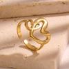 French Textured Heart Stainless Steel Adjustable Ring for Women